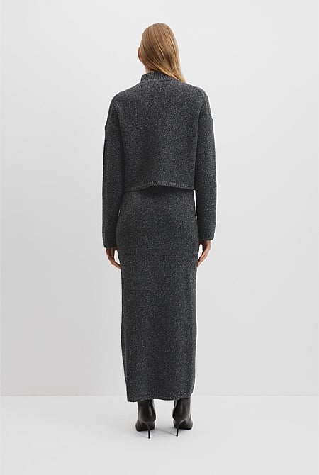 Melange Mock Neck Knit
