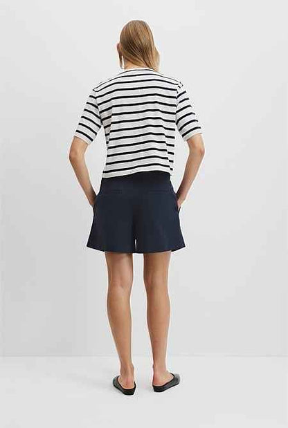 Australian Cotton Relaxed Crop Stripe T-Shirt