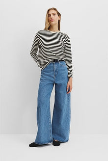 Australian Good Earth Cotton Stripe Long Sleeve Top