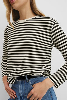Australian Good Earth Cotton Stripe Long Sleeve Top