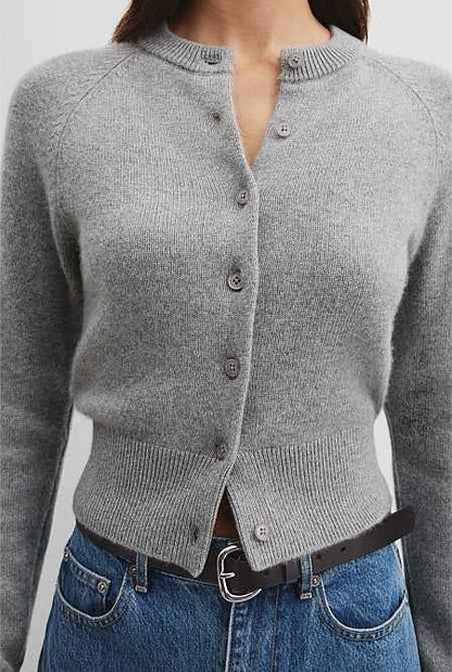 Cotton Cashmere Crew Neck Cardigan