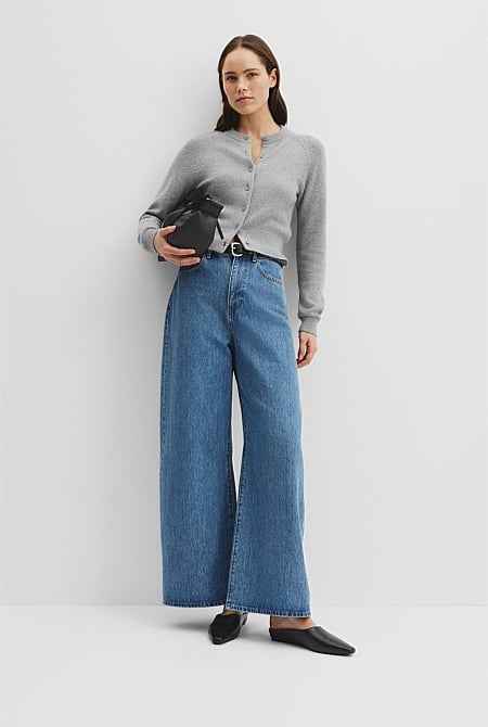 Cotton Cashmere Crew Neck Cardigan