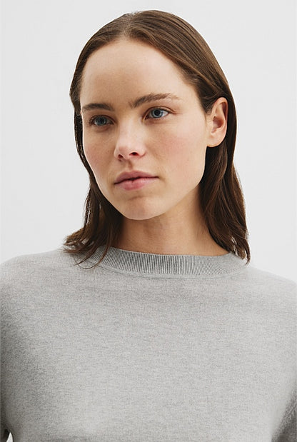 Organically Grown Cotton Cashmere Blend Knit T-Shirt