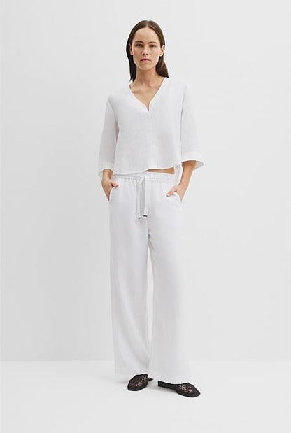 Organically Grown Cotton Crop Sleeve Linen Shirt