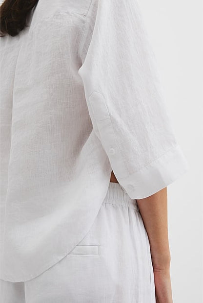 Organically Grown Cotton Crop Sleeve Linen Shirt