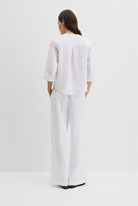 Organically Grown Cotton Crop Sleeve Linen Shirt