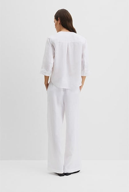 Organically Grown Cotton Crop Sleeve Linen Shirt