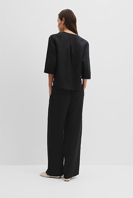 Organically Grown Cotton Crop Sleeve Linen Shirt