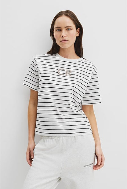 Australian Cotton CR Logo Stripe T-Shirt