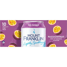 Mount Franklin Lightly Sparkling Water Pasionfruit Multipack Cans 375mL x 10 pack