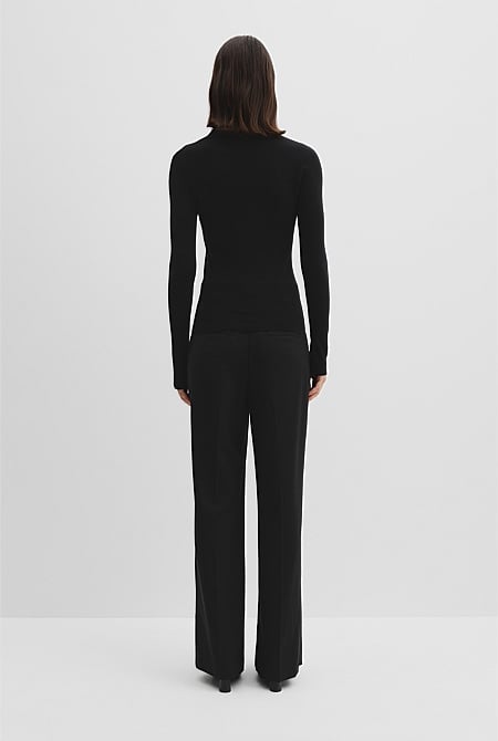 Wool Silk Collared Knit
