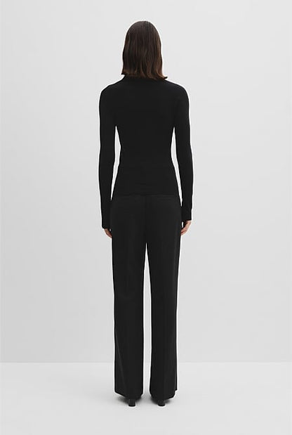 Wool Silk Collared Knit