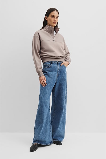 Australian Cotton Logo Neck Zip Sweat