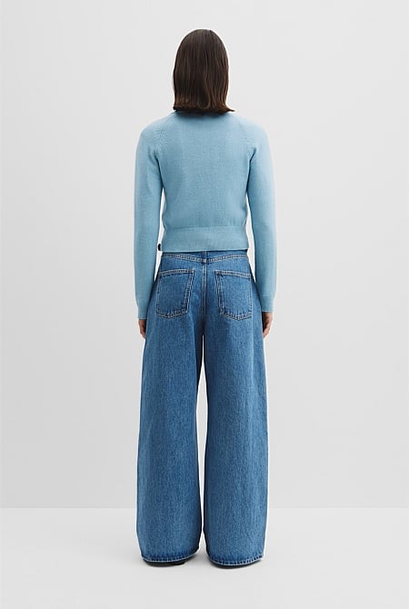 Cotton Cashmere Crew Neck Cardigan