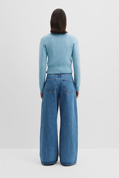Cotton Cashmere Crew Neck Cardigan