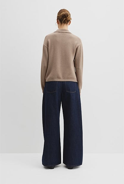 Wool Cashmere Collared Knit Sweater