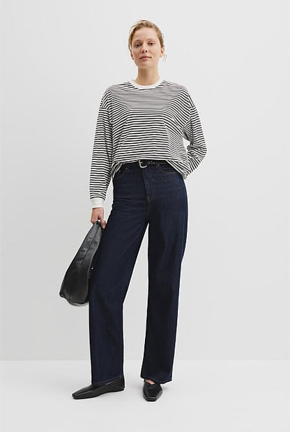 Australian Cotton Stripe Long Sleeve Relaxed T-Shirt