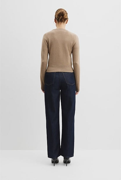Cotton Cashmere Crew Neck Cardigan