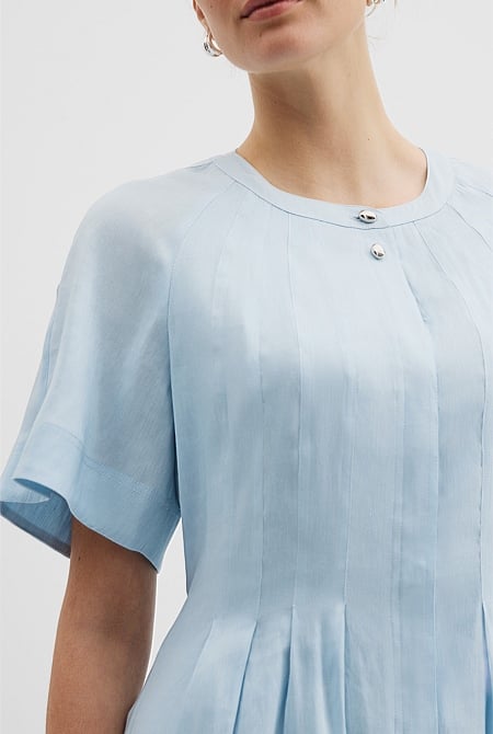Organically Grown Linen Tuck Detail Shirt Dress