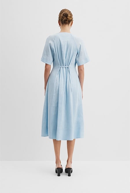 Organically Grown Linen Tuck Detail Shirt Dress