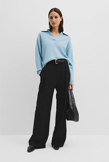 Wool Cashmere Collared Knit Sweater