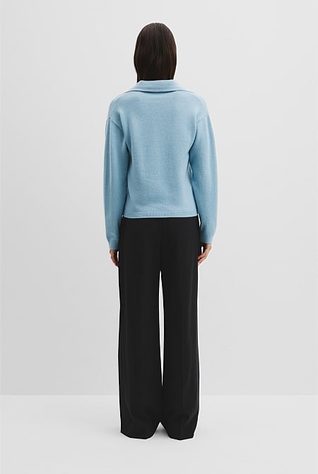 Wool Cashmere Collared Knit Sweater