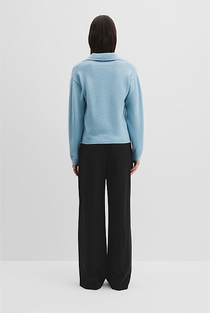 Wool Cashmere Collared Knit Sweater