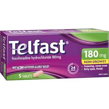 Telfast Hayfever Allergy Relief 180mg Antihistamine Tablets 5 pack