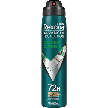 Rexona Men Advanced 72hr Deodorant Aerosol Coconut 220mL