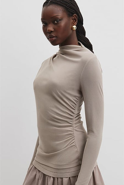 Recycled Polyester Sheer Drape Top