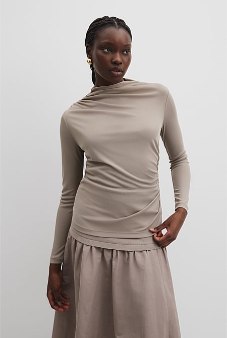 Recycled Polyester Sheer Drape Top