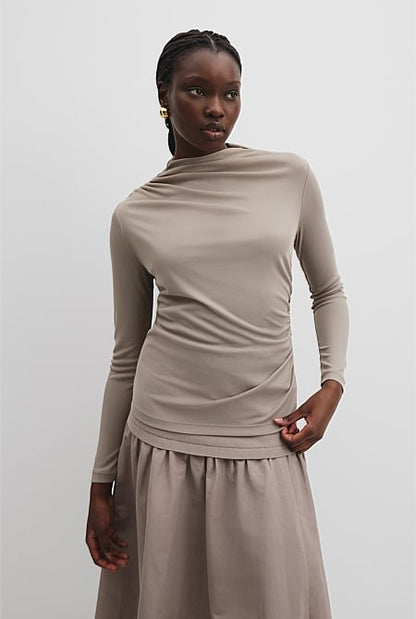 Recycled Polyester Sheer Drape Top