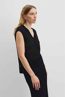 Organically Grown Cotton Linen Open Mesh Knit T-Shirt