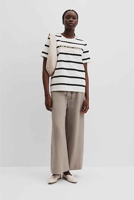 Verified Australian Cotton Stripe Heritage Embroidered T-Shirt