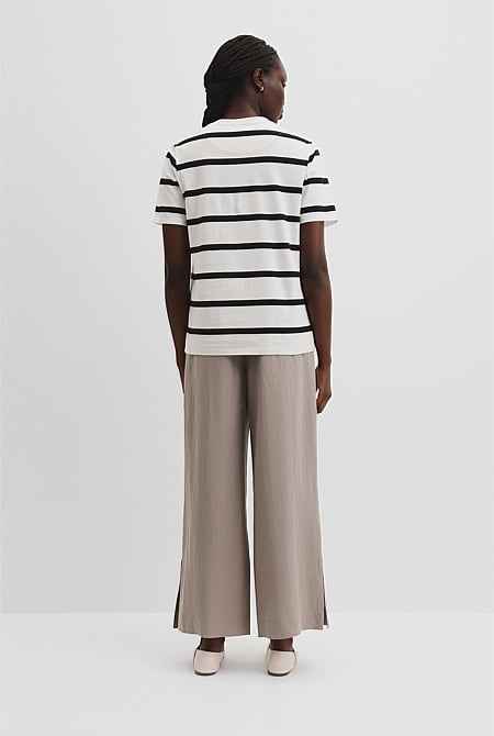 Verified Australian Cotton Stripe Heritage Embroidered T-Shirt