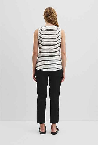 Organically Grown Linen Stripe Scoop Neck T-Shirt
