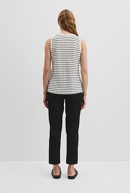 Organically Grown Linen Stripe Scoop Neck T-Shirt