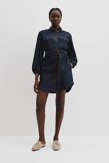 Denim Belted Shirt Dress