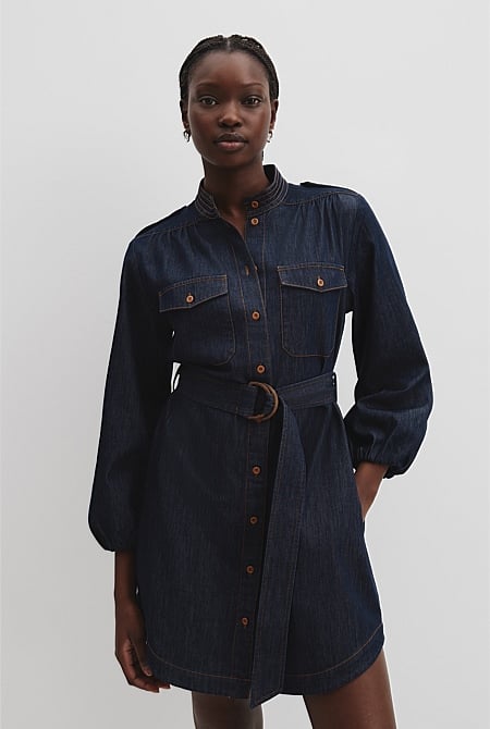 Denim Belted Shirt Dress