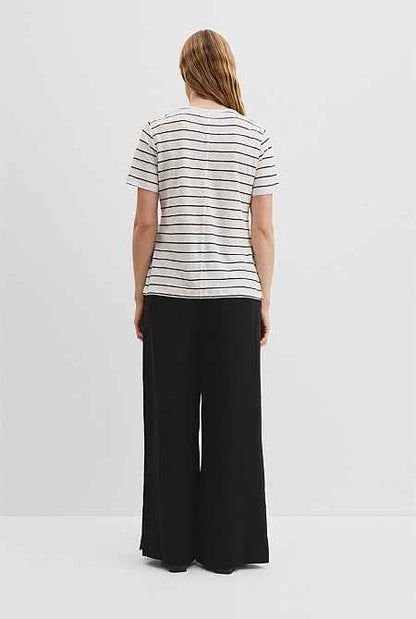 Organically Grown Linen Stripe Scoop Neck T-Shirt