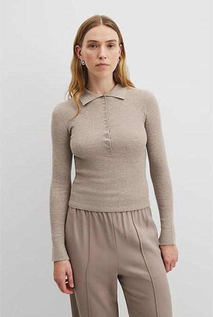 Wool Silk Knit Henley