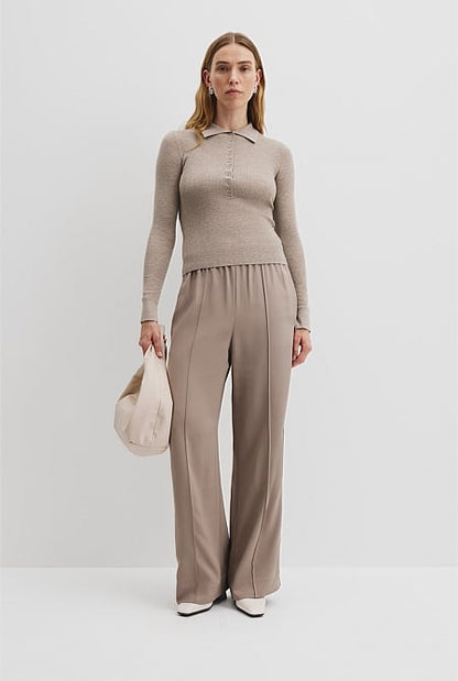 Wool Silk Knit Henley
