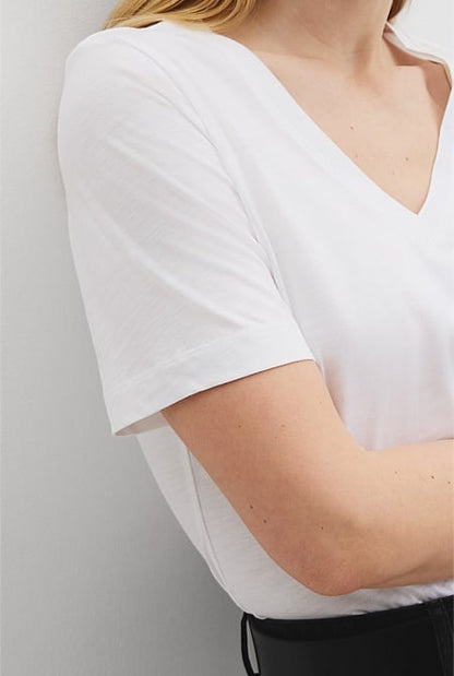 Australian Good Earth Cotton Short Sleeve V-Neck Neck T-Shirt