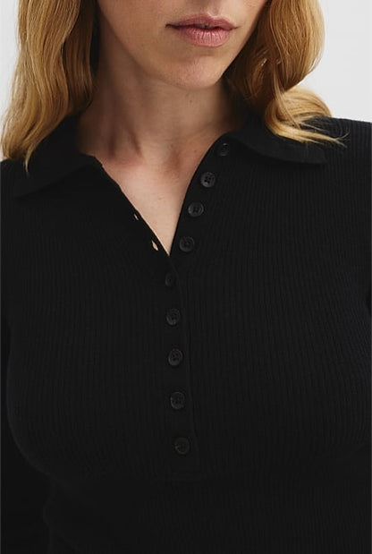 Wool Silk Knit Henley