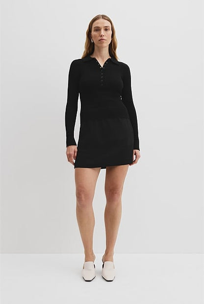 Wool Silk Knit Henley