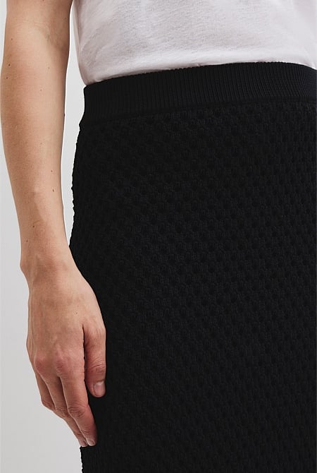 Organically Grown Cotton Linen Open Mesh Knit Skirt