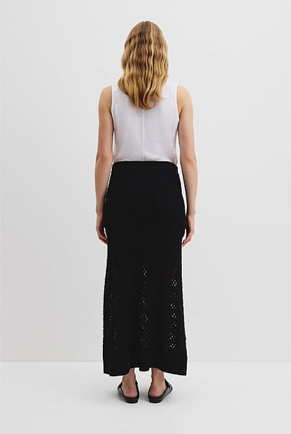 Organically Grown Cotton Linen Open Mesh Knit Skirt