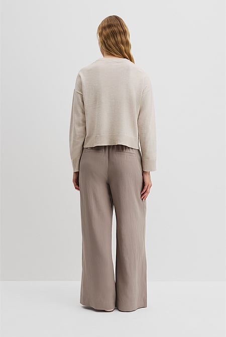 Organically Grown Cotton Linen Crew Neck Knit