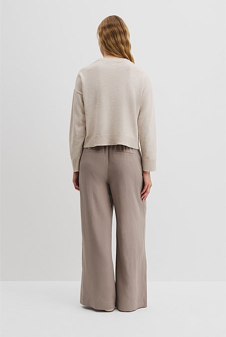 Organically Grown Cotton Linen Crew Neck Knit