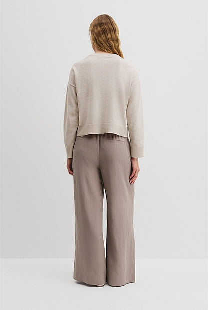 Organically Grown Cotton Linen Crew Neck Knit